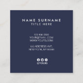 Carte de visite élégant de carré de bleu de rayure (Dos)