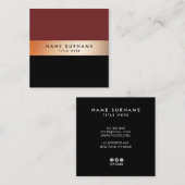 Carte de visite élégant de carré noir de rayure (Devant / Derrière)