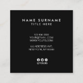 Carte de visite élégant de carré noir de rayure (Dos)