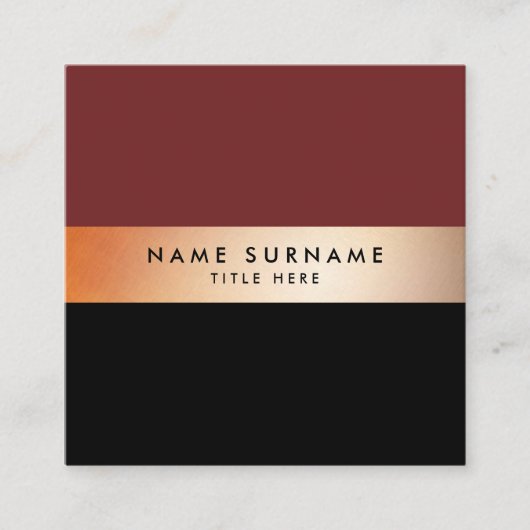 Carte de visite élégant de carré noir de rayure (Devant)