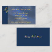 Carte de visite élégant de ciel bleu de monogramme (Devant / Derrière)