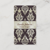 Carte de visite élégant de damassé de brun et de