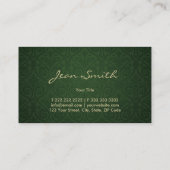 Carte de visite élégant de damassé de Forest Green (Dos)