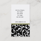 Carte de visite élégant de damassé de monogramme (Dos)