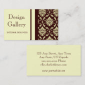 Carte de visite élégant de damassé d'ivoire et de (Devant / Derrière)