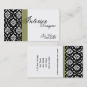 Carte de visite élégant de damassé noire et (Devant / Derrière)