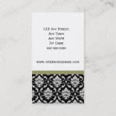 Carte de visite élégant de damassé noire et (Dos)