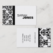 Carte de visite élégant de damassé noire et (Devant / Derrière)