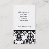 Carte de visite élégant de damassé noire et (Dos)
