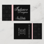 Carte de visite élégant de damassé noire et (Devant / Derrière)