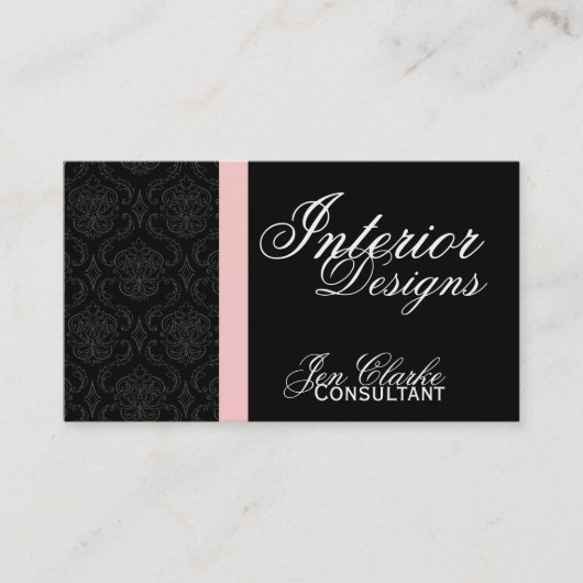 Carte de visite élégant de damassé noire et (Devant)