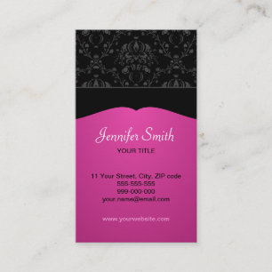 Carte de visite élégant de damassé rose et noir