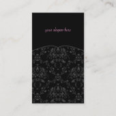Carte de visite élégant de damassé rose et noire (Dos)