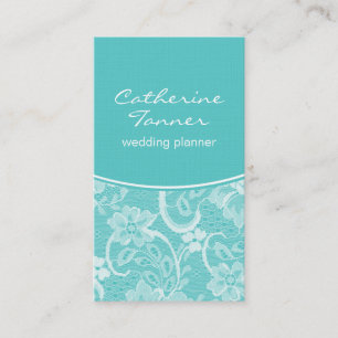 Carte de visite élégant de dentelle, turquoise