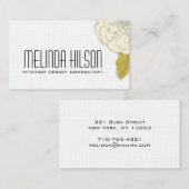 Carte de visite élégant de fleur - crème (Devant / Derrière)