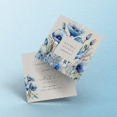 Carte de visite élégant de la fleur de pavot bleu