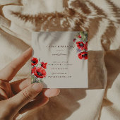 Carte de visite élégant de la fleur de pavot rouge