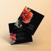 Carte de visite élégant de la fleur de pavot rouge