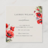 Carte de visite élégant de la fleur de pavot rouge (Dos)