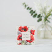 Carte de visite élégant de la fleur de pavot rouge (Debout devant)