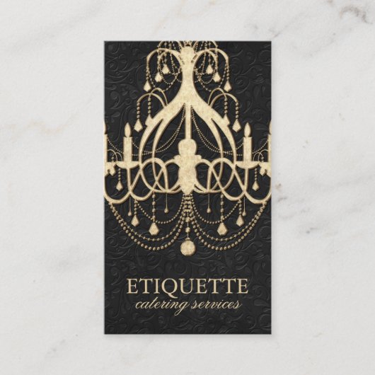 Carte de visite élégant de lustre d'or (Devant)