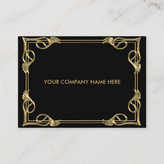 Carte de visite élégant de noir d'or (Devant)