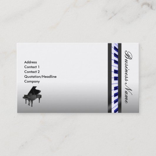Carte de visite élégant de piano (Devant)