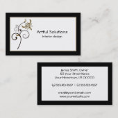 Carte de visite élégant de remous de noir d'or (Devant / Derrière)