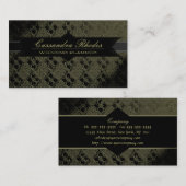 Carte de visite élégant de vert olive et de noir (Devant / Derrière)