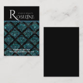 Carte De Visite Élégant décor de bijoux géométriques noir et bleu (Devant / Derrière)