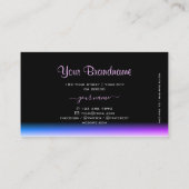 Carte De Visite Élégant dégradé bleu noir et violet avec logo (Dos)