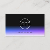 Carte De Visite Élégant dégradé bleu noir et violet avec logo (Devant)
