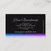 Carte De Visite Élégant dégradé bleu noir pourpre avec initiales (Dos)