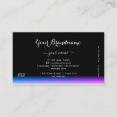Carte De Visite Élégant dégradé bleu noir pourpre avec Monogramme (Dos)