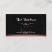 Carte De Visite Élégant dégradé noir et rose clair avec logo (Dos)