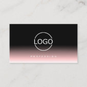 Carte De Visite Élégant dégradé noir et rose clair avec logo (Devant)