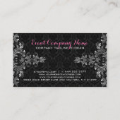 Carte De Visite Élégant dentelle argentée noir Damas (Dos)