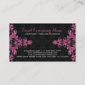 Carte De Visite Élégant dentelle en métal rose noir Damas (Dos)