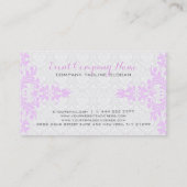 Carte De Visite Élégant dentelle Lavande Damas blancs (Dos)