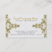 Carte De Visite Élégant dentelle or blanc Damas (Dos)