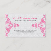 Carte De Visite Élégant dentelle rose blanc Damas (Dos)