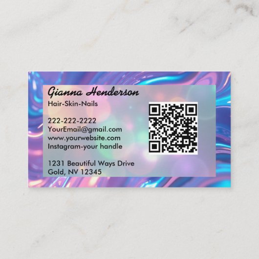 Carte De Visite Elegant Design And Light Purple Iridescent (Dos)