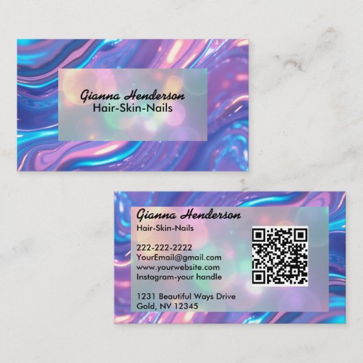 Carte De Visite Elegant Design And Light Purple Iridescent (Devant / Derrière)