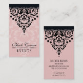 CARTE DE VISITE élégant design damask rose noir (Devant / Derrière)