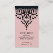 CARTE DE VISITE élégant design damask rose noir (Dos)