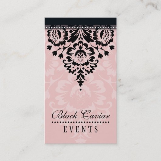 CARTE DE VISITE élégant design damask rose noir (Devant)