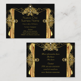 Carte De Visite Elégant design de mode Gold Black Draps