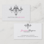 Carte De Visite Élégant Design d'intérieur de lustre blanc et noir (Devant / Derrière)