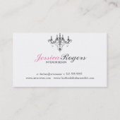 Carte De Visite Élégant Design d'intérieur de lustre blanc et noir (Dos)