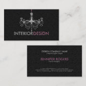 Carte De Visite Élégant Design d'intérieur de lustre blanc et rose (Devant / Derrière)